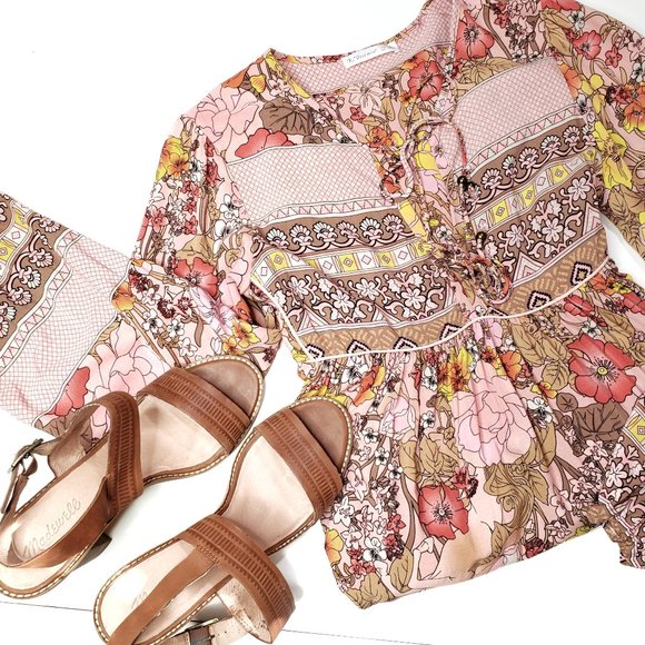 R. Vivimos Floral Long Sleeve Midi Dress, M - Picture 2 of 11